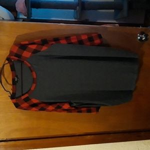 Xqt 4xl buffalo plaid and grey 3/4 sleeve